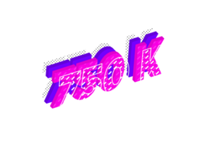 750 k subscribers celebration greeting Number with multi layer design png