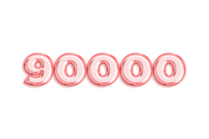 90000 subscribers celebration greeting Number with rose gold design png