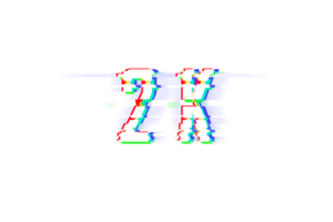 2 k subscribers celebration greeting Number with glitch design png