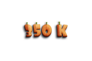 350 k subscribers celebration greeting Number with pumpkin design png