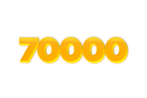 70000 subscribers celebration greeting Number with yellow design png