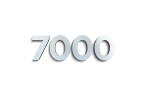 7000 suscriptores celebracion saludo número con acero diseño png