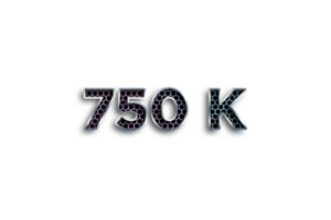 750 k suscriptores celebracion saludo número con red diseño png