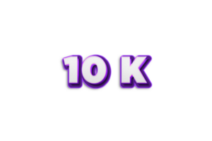 10 k abonnees viering groet aantal met Purper 3d ontwerp png