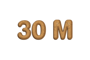 30 million subscribers celebration greeting Number with mud design png