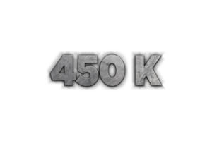 450 k subscribers celebration greeting Number with concrete design png