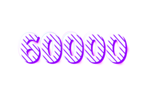 60000 subscribers celebration greeting Number with stripe design png