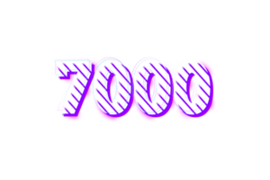 7000 subscribers celebration greeting Number with stripe design png