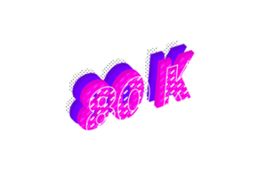 80 k subscribers celebration greeting Number with multi layer design png