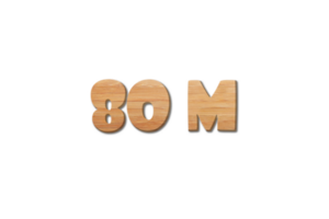 80 million subscribers celebration greeting Number with wood design png