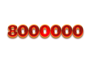 8000000 subscribers celebration greeting Number with fruity design png