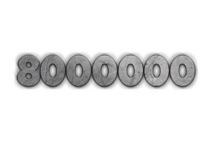 8000000 subscribers celebration greeting Number with concrete design png