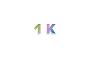 1 k subscribers celebration greeting Number with 3d extrude design png