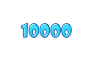 10000 subscribers celebration greeting Number with blue glossi design png