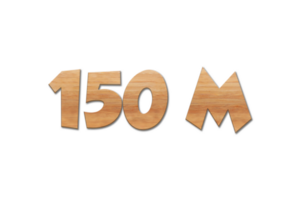 150 million subscribers celebration greeting Number with oak wood design png