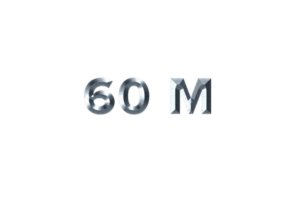 60 million subscribers celebration greeting Number with grey metal design png