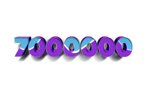 7000000 subscribers celebration greeting Number with blue purple design png