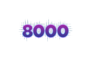 8000 suscriptores celebracion saludo número con púrpura brillante diseño png