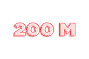 200 million subscribers celebration greeting Number with rose gold design png