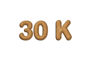 30 k subscribers celebration greeting Number with mud design png