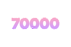 70000 subscribers celebration greeting Number with waves design png