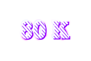 80 k subscribers celebration greeting Number with stripe design png