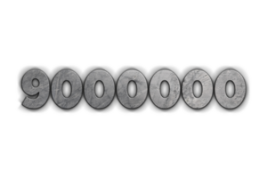 9000000 subscribers celebration greeting Number with concrete design png