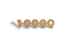 10000 subscribers celebration greeting Number with hard card cutted design png