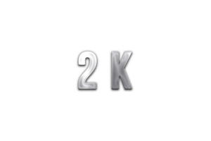 2 k subscribers celebration greeting Number with steel design png