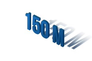 150 million subscribers celebration greeting Number with isomatric design png