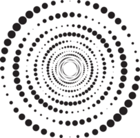 stippel cirkels patroon. abstract voor de helft toon grafisch. circulaire getextureerde ronde spiraal kader. kolken meetkundig ringen met gradatie. png