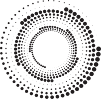 gepunktet Kreise Muster. abstrakt Hälfte Ton Grafik. kreisförmig texturiert runden Spiral- rahmen. Strudel geometrisch Ringe mit Gradation. png