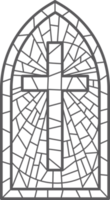 kerk glas venster. gebrandschilderd mozaïek- Katholiek kader met kruis, boek en religieus symbolen. png