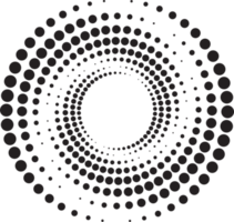 punteado círculos modelo. resumen medio tono gráfico. circular texturizado redondo espiral marco. remolino geométrico anillos con gradación. png