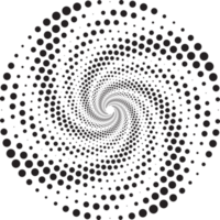 punteado círculos modelo. resumen medio tono gráfico. circular texturizado redondo espiral marco. remolino geométrico anillos con gradación. png