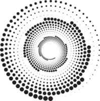 gepunktet Kreise Muster. abstrakt Hälfte Ton Grafik. kreisförmig texturiert runden Spiral- rahmen. Strudel geometrisch Ringe mit Gradation. png