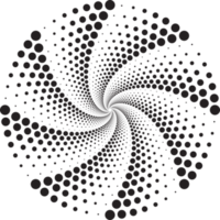 punteado círculos modelo. resumen medio tono gráfico. circular texturizado redondo espiral marco. remolino geométrico anillos con gradación. png