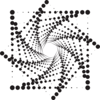 punteado círculos modelo. resumen medio tono gráfico. circular texturizado redondo espiral marco. remolino geométrico anillos con gradación. png