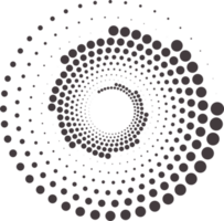 gepunktet Kreise Muster. abstrakt Hälfte Ton Grafik. kreisförmig texturiert runden Spiral- rahmen. Strudel geometrisch Ringe mit Gradation. png
