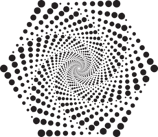 pontilhado círculos padronizar. abstrato metade tom gráfico. circular texturizado volta espiral quadro. redemoinho geométrico argolas com gradação. png