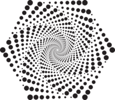 pontilhado círculos padronizar. abstrato metade tom gráfico. circular texturizado volta espiral quadro. redemoinho geométrico argolas com gradação. png