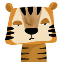 fofa aguarela tigre mão desenhado ilustração, desenho animado animal personagem png