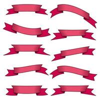 conjunto de diez cintas rojas y pancartas para diseño web. gran elemento de diseño aislado sobre fondo blanco. ilustración vectorial vector