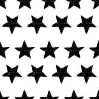 Seamless background of doodle stars. Black hand drawn stars on white background. Vector illustration