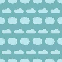 Seamless pattern with clouds on blue sky. Cute endless cloudscape. Vector illustration.