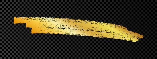 Gold paint brush smear stroke. Abstract gold glittering sketch scribble smear on dark vector