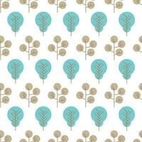 Seamless pattern with colored trees on white background. Vector illustration.