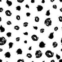 Seamless pattern with black brushstrokes in abstract shapes on white background. Abstract ink grunge texture. Vector illustration