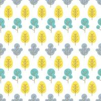 Seamless pattern with colored trees on white background. Vector illustration.