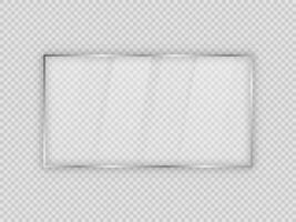 Glass plate in rectangular frame isolated on background. Vector illustration.